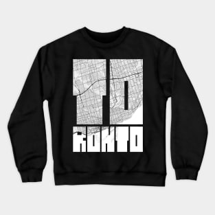 Toronto, Canada City Map Typography - Light Crewneck Sweatshirt